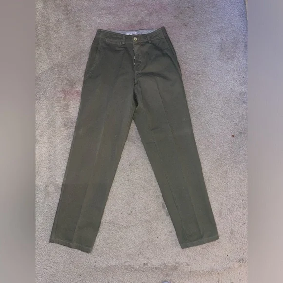 Armani Jeans Khaki Pants Mens Size 30/34 Olive Green Flat Front Casual Cotton - Picture 11 of 11